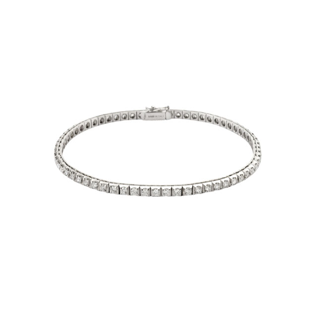 Bracciale Tennis Donna Oro Bianco 18K e Diamanti Bianchi