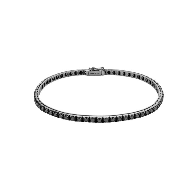 Bracciale Tennis Donna Oro Nero 18K e Diamanti Neri