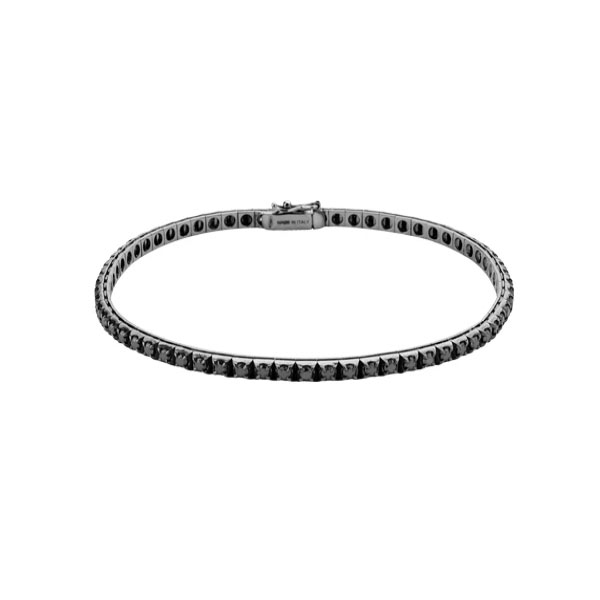 Bracciale Tennis Uomo Oro Nero 18K e Diamanti Neri