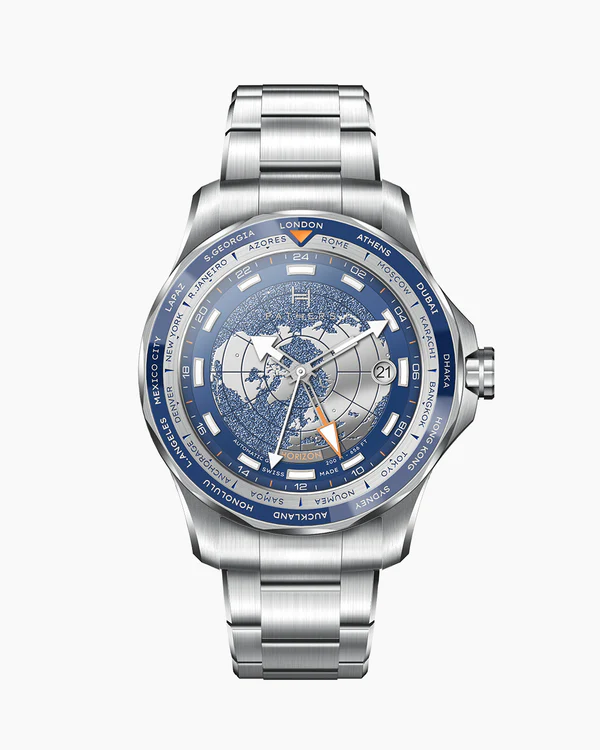 Fathers Globetrotter Blue - Swiss Made Automatic GMT Watch - Blue 40 mm