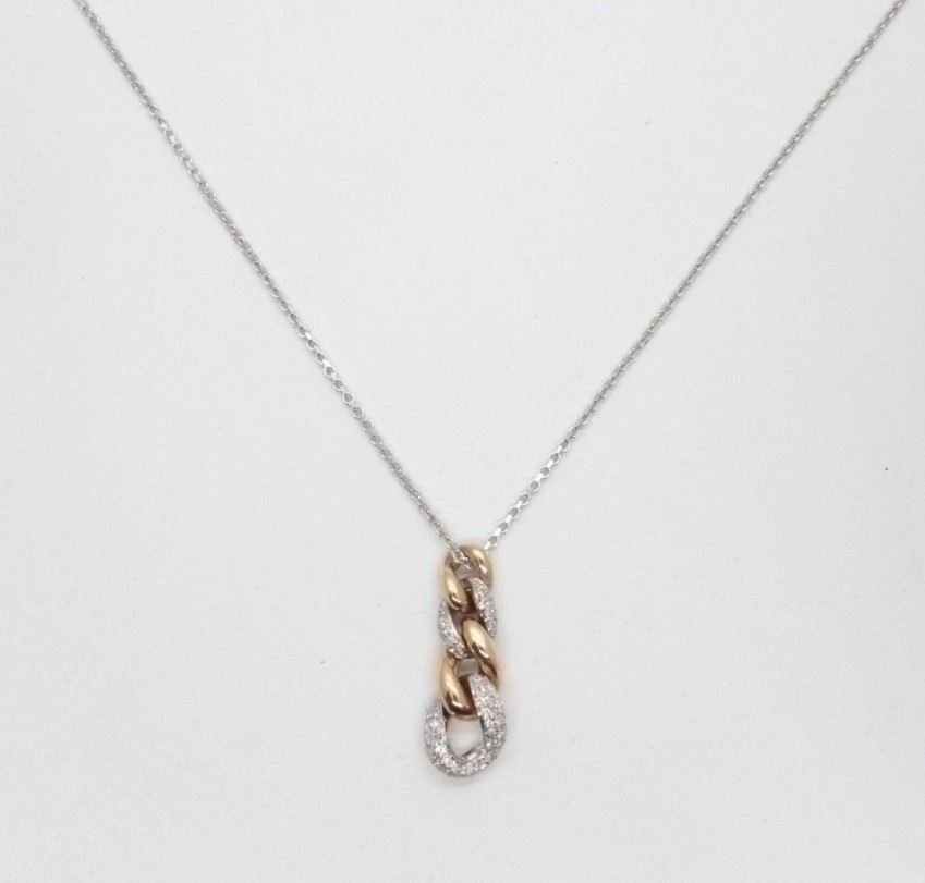 Gioielli Black Friday Miluna Collana Oro Bianco e Rosa 750 con catenina rolÃ² Diamantata Bianca