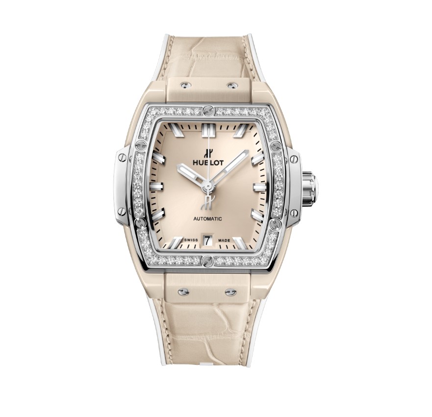 BEIGE CERAMIC TITANIUM DIAMONDS - 39 mm