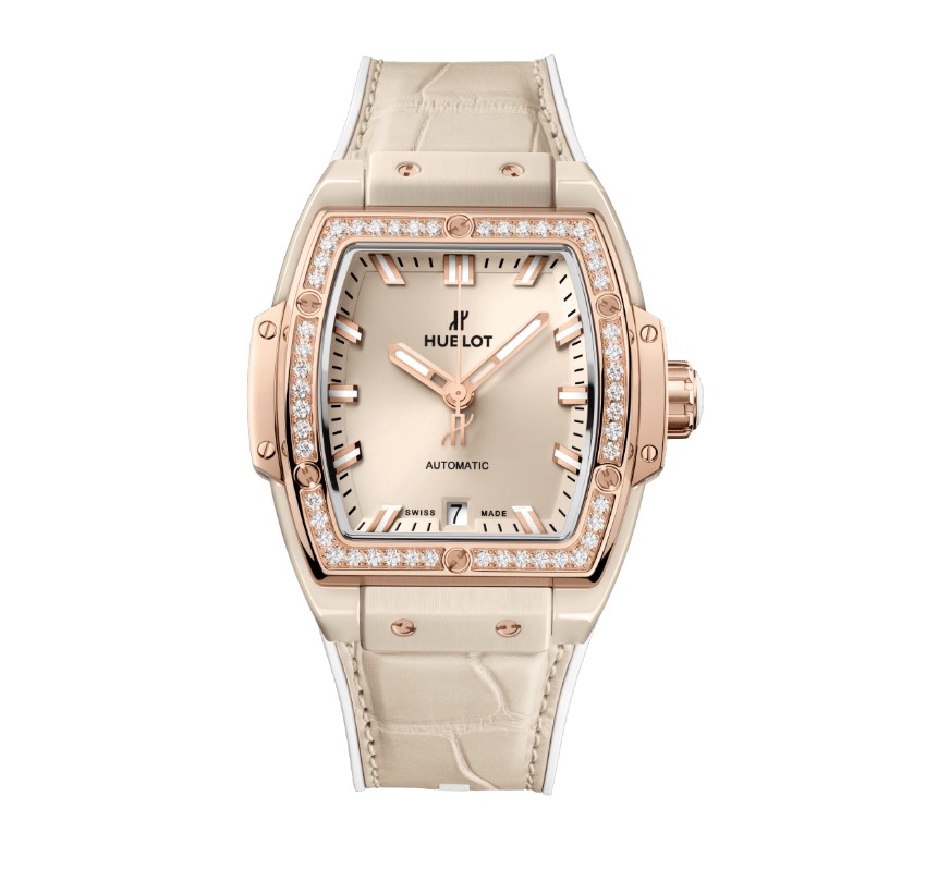 BEIGE CERAMIC KING GOLD DIAMONDS - 39 mm