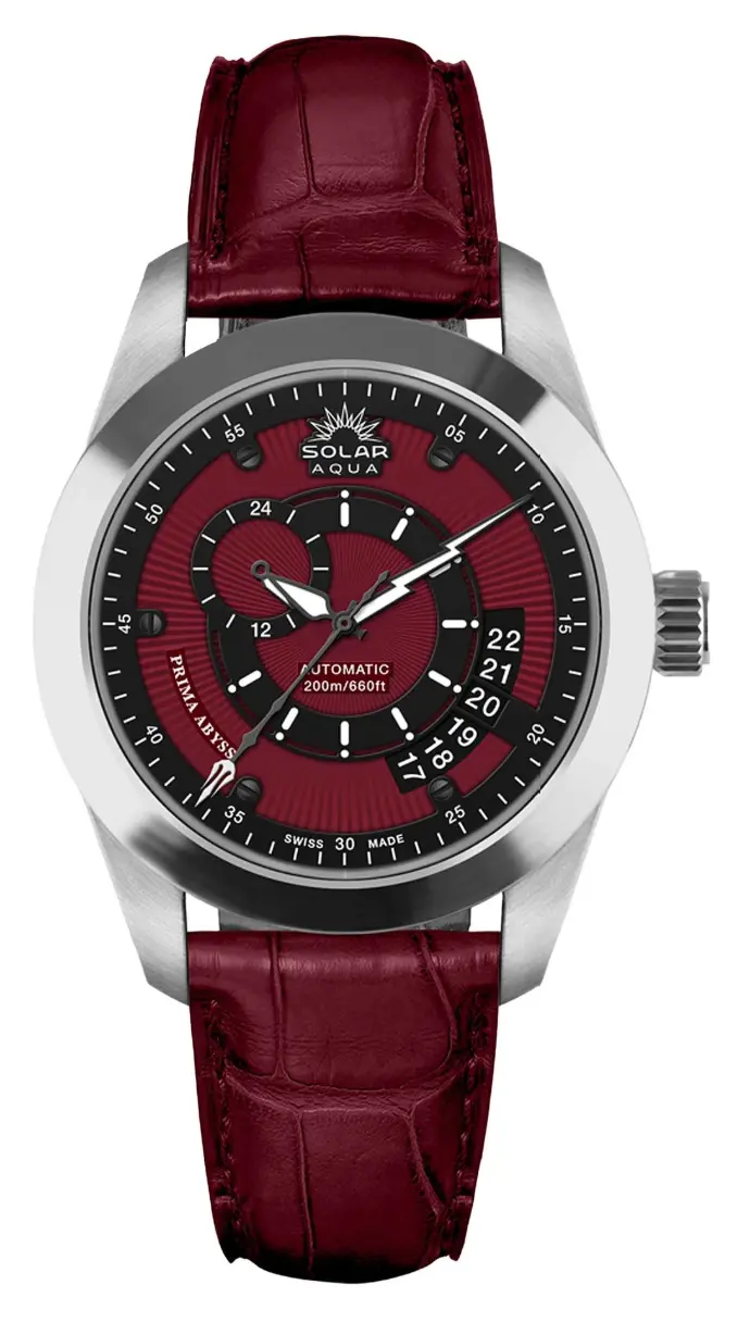 Prima Abyss Leather Italian Burgundy 42mm